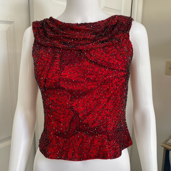 Cachè Andretta Donatello Silk Beaded Top